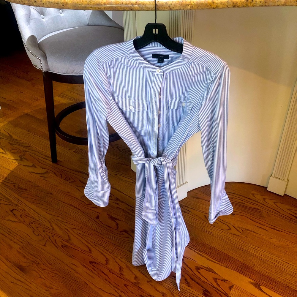 J. Crew Cotton Tie-Waist Shirt Dress
